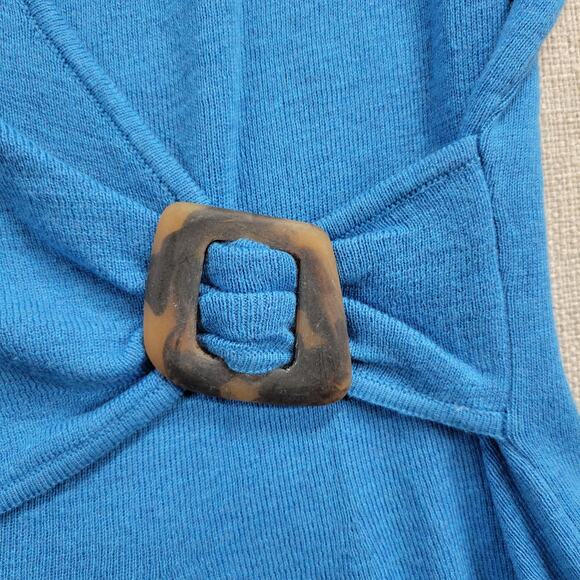 Zozo Womens Sweater Size S Blue Wrap Cross Over V-neck Knit Long Sleeve Stretch - Picture 3 of 8